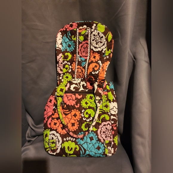 Vera Bradley Campus Tech Brown W/ Floral Design Cotton Tote - retired. - Picture 3 of 6